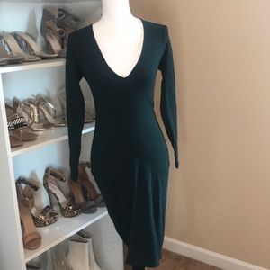 Express v neck long sleeve midi dress size xs